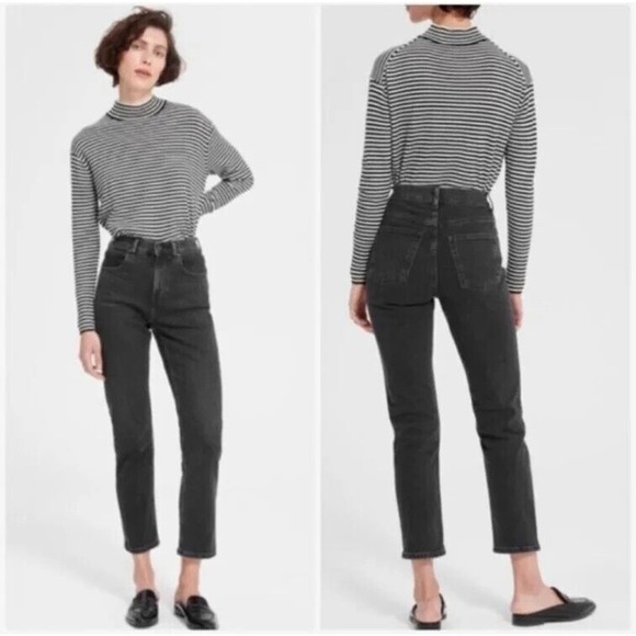 Everlane 26 Jeans High Waist Straight Black Womens Stretch - Picture 1 of 11